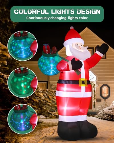 12FT Giant Christmas Inflatables LED Lighted Blow Up Santa Claus with Rotating Lights B782922