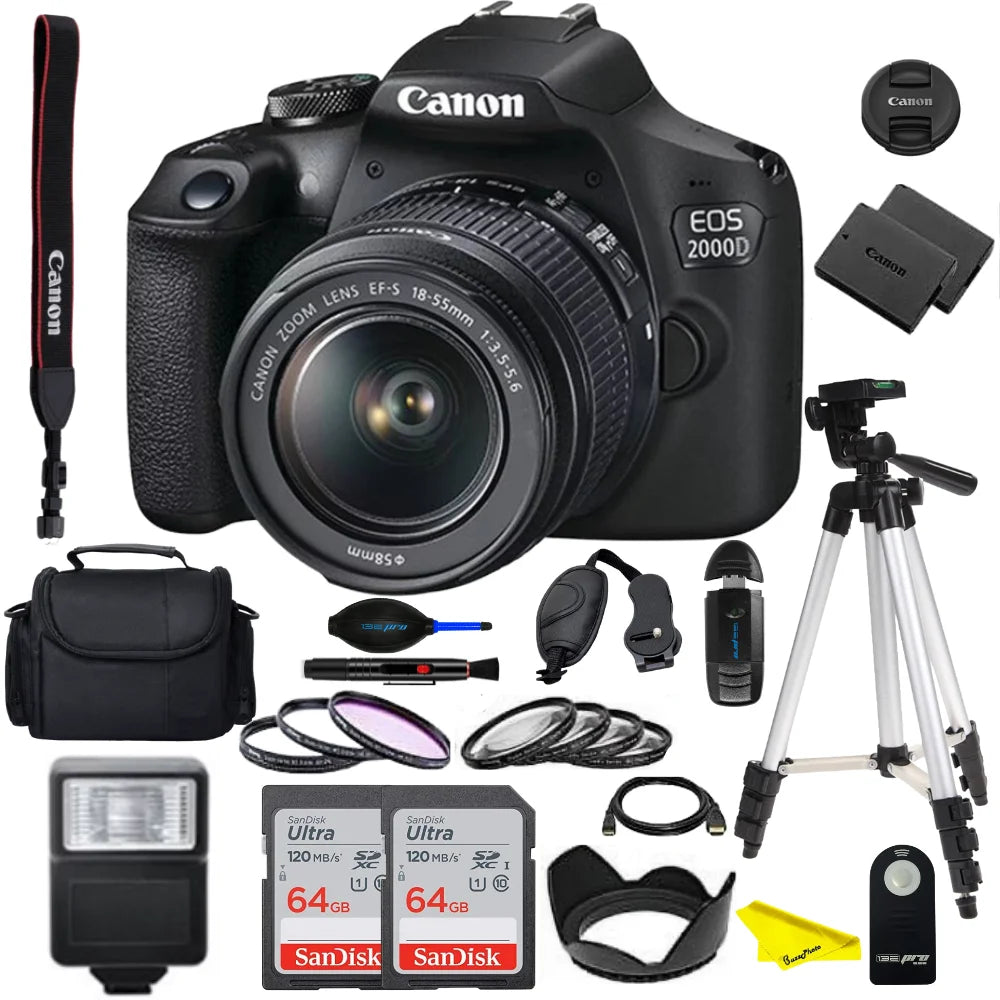 DSLR Camera with 18-55mm Lens and 64GB SDHC Memory V7728