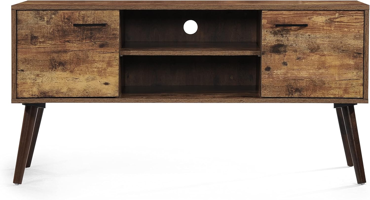 Rustic Brown TV Stand with 2 Doors & Open Shelves H85101