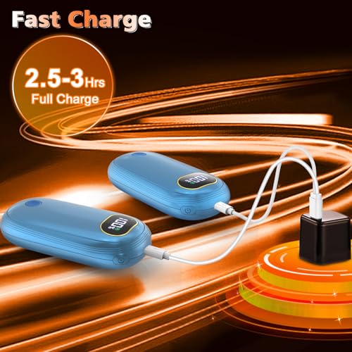 Hand Warmers Rechargeable 2 Pack with Dual-Sided Heating, LED Display & Flashlight D840631