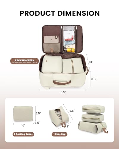 40L Travel Backpack with 3 Packing Cubes, Waterproof 17.3 inch Laptop Backpack, Black-Brown O54557