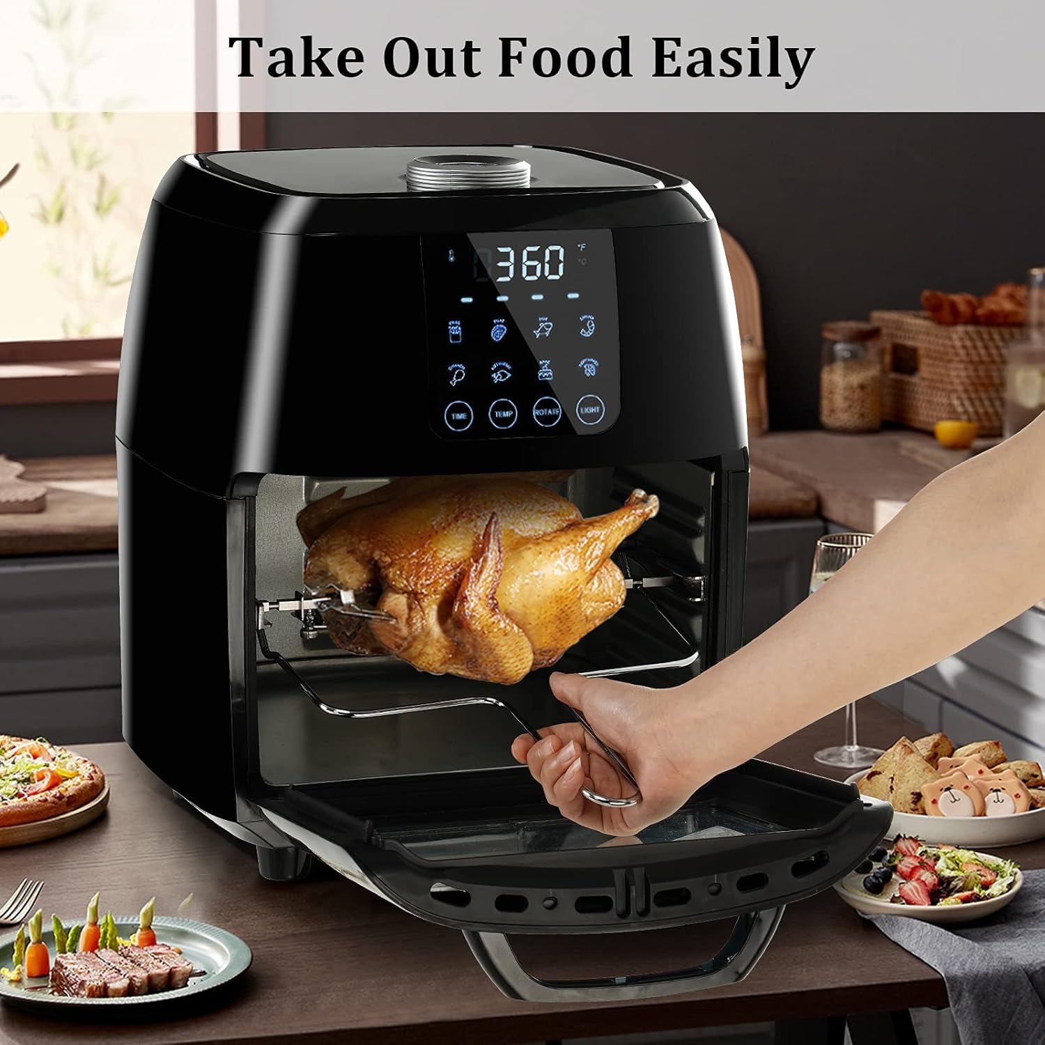 12.7-Quarts 1700W Electric Air Fryer Oven with Rotisserie V558