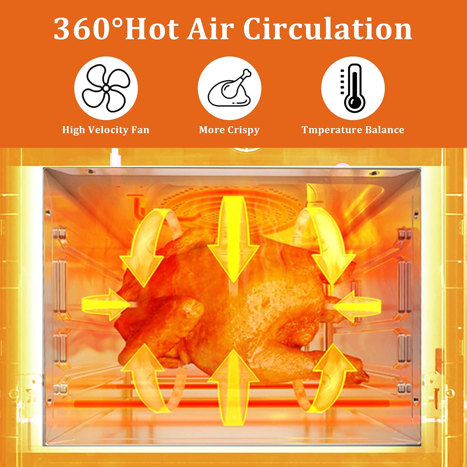 12.7-Quarts 1700W Electric Air Fryer Oven with Rotisserie V558