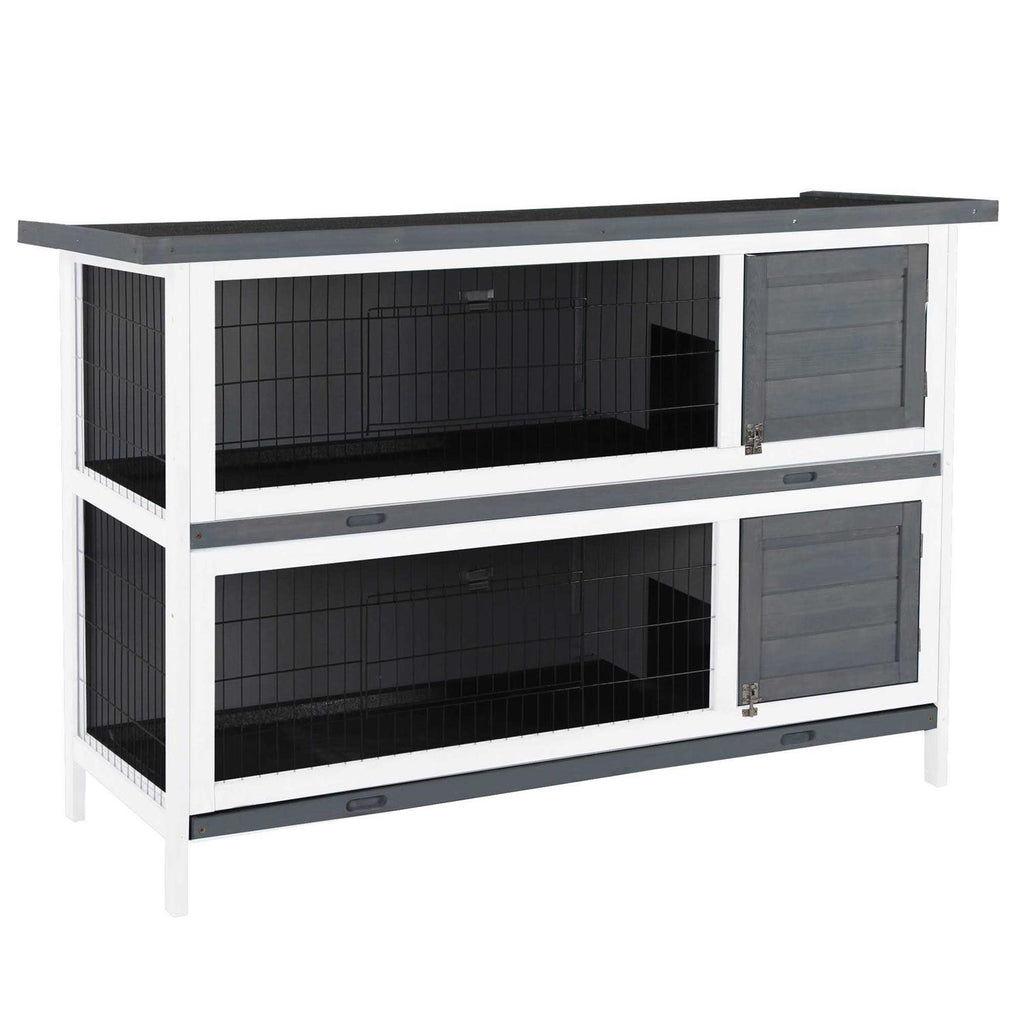 54 2-Story Large Wooden Rabbit Hutch with Lockable Doors and Waterproof Roof N50637