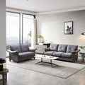 Dark Grey Linen Fabric Faux Leather 2+3 Sectional Q1719