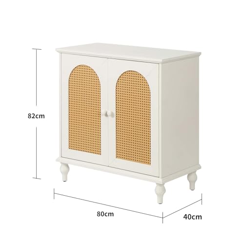 White Rattan Storage Cabinet with Adjustable Shelves R860