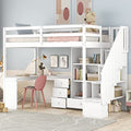 Twin Size Wood Loft Bed with Storage Stairs P64175