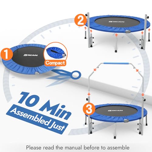 40/48" Foldable Mini Trampoline with Adjustable Foam Handle K7285