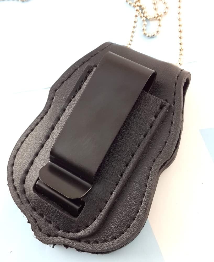 Metal Concealed Weapon Carry Permit Badge & Leather Holder S3556