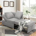 Gray Linen Convertible Sofa Bed 3-Seat Futon B164899