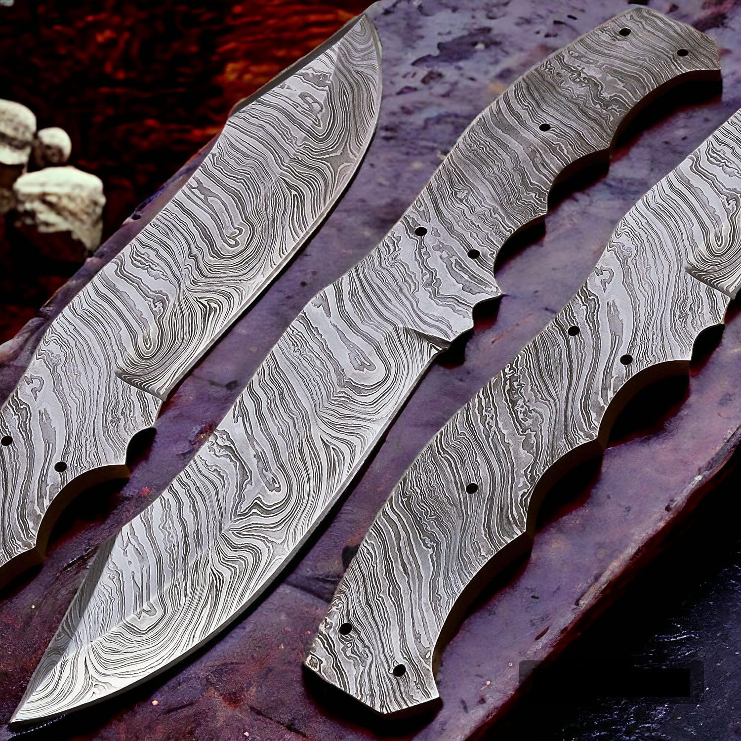 Damascus Steel Full Tang Blank Blade Knife K634701