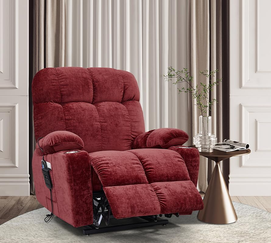 Red Power Lift Recliner Chair with Massage and Heat D435