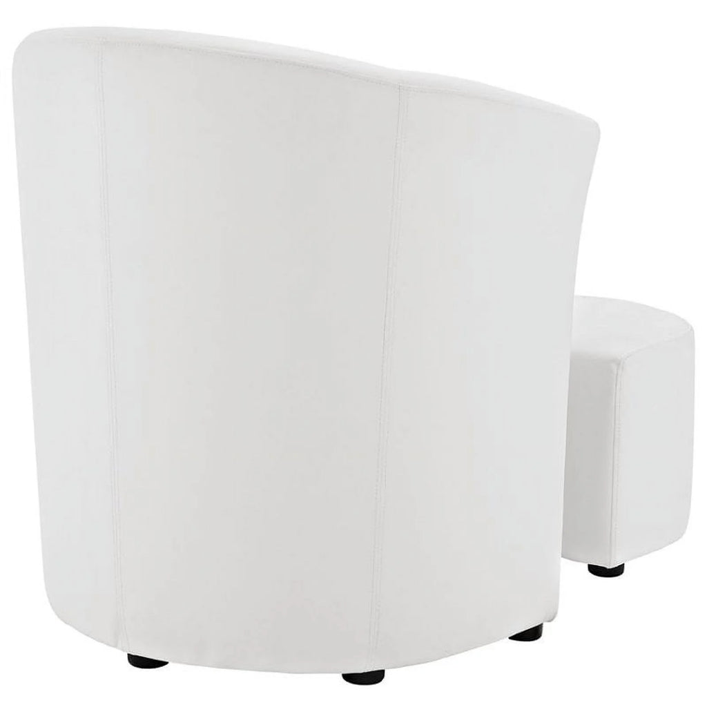 2 Piece Faux Leather Accent Chair Set with Ottoman in White Z1315