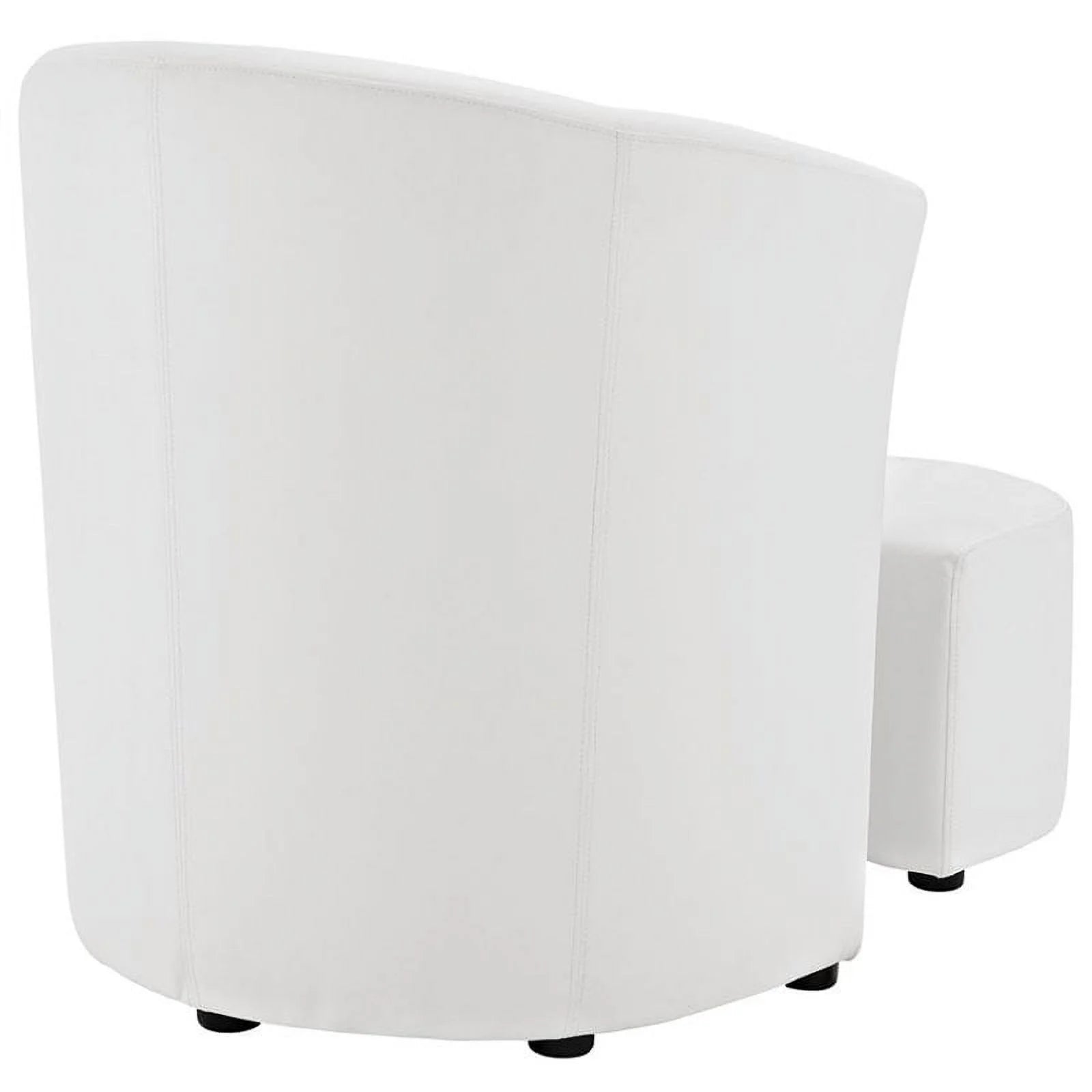 2 Piece Faux Leather Accent Chair Set with Ottoman in White Z1315