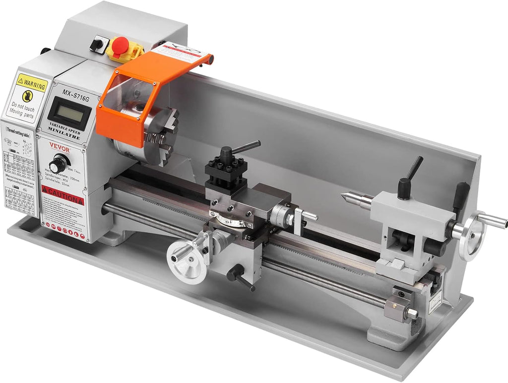 Mini Metal Lathe Machine, 7'' x 16'', 800W Precision Benchtop Power Metal Lathe S43644