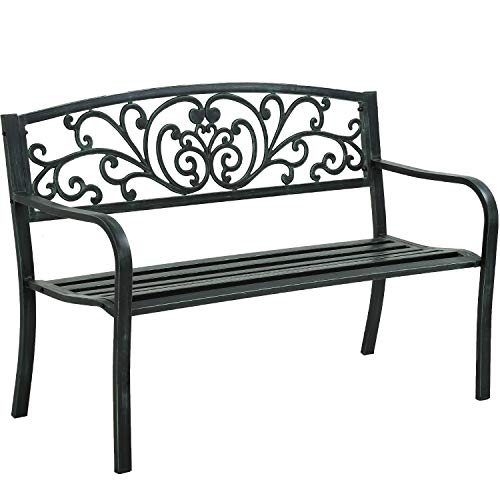 Metal Patio Bench with Steel Frame Y789