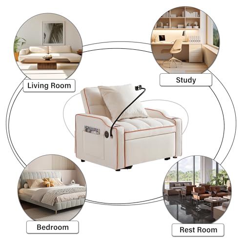 Black Velvet Convertible Single Sleeper Sofa with 3 Level Adjustable Backrest O386