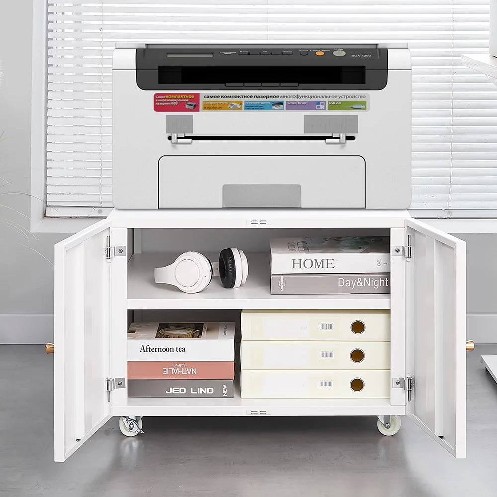 White 2 Door Mobile Lateral File Cabinet Z957