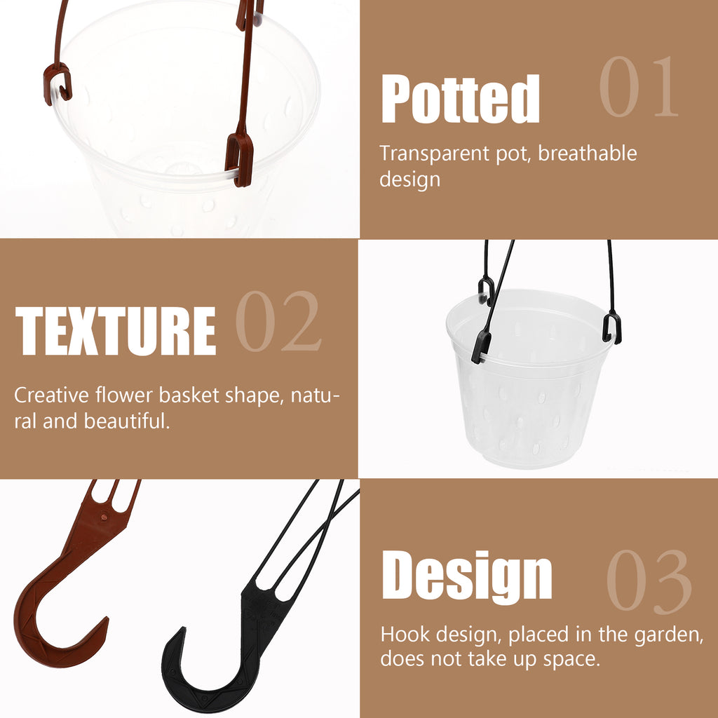 5 Sets Hanging Flower Pot Planter PP Material Pots Root Control T2146