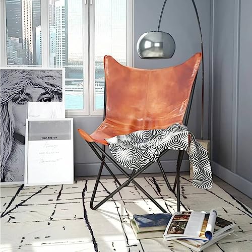 Brown Real Leather Butterfly Chair J9437