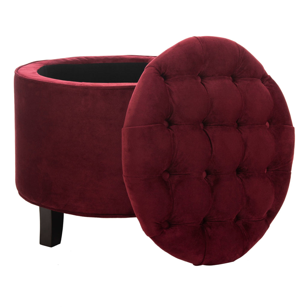 Red Velvet Tufted Storage Ottoman V178