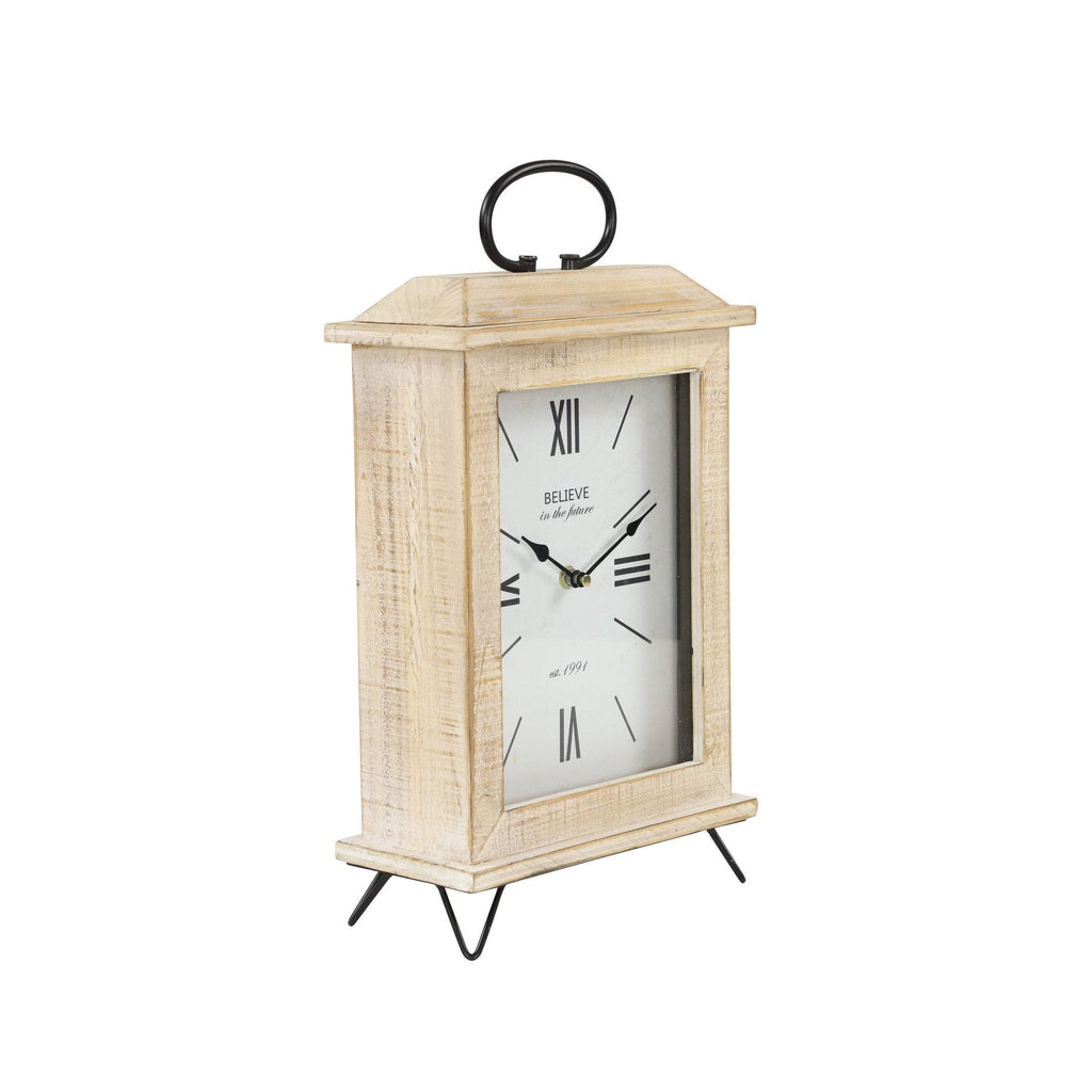 Rectangular Beige Wooden Table Clock O841