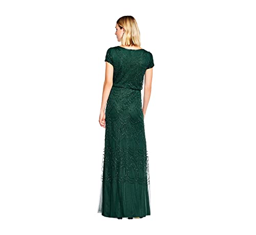 Short Sleeve Blouson Beaded Gown R8616