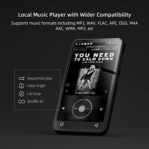 Black 4" Touch Screen MP3 Player with Bluetooth and WiFi V432