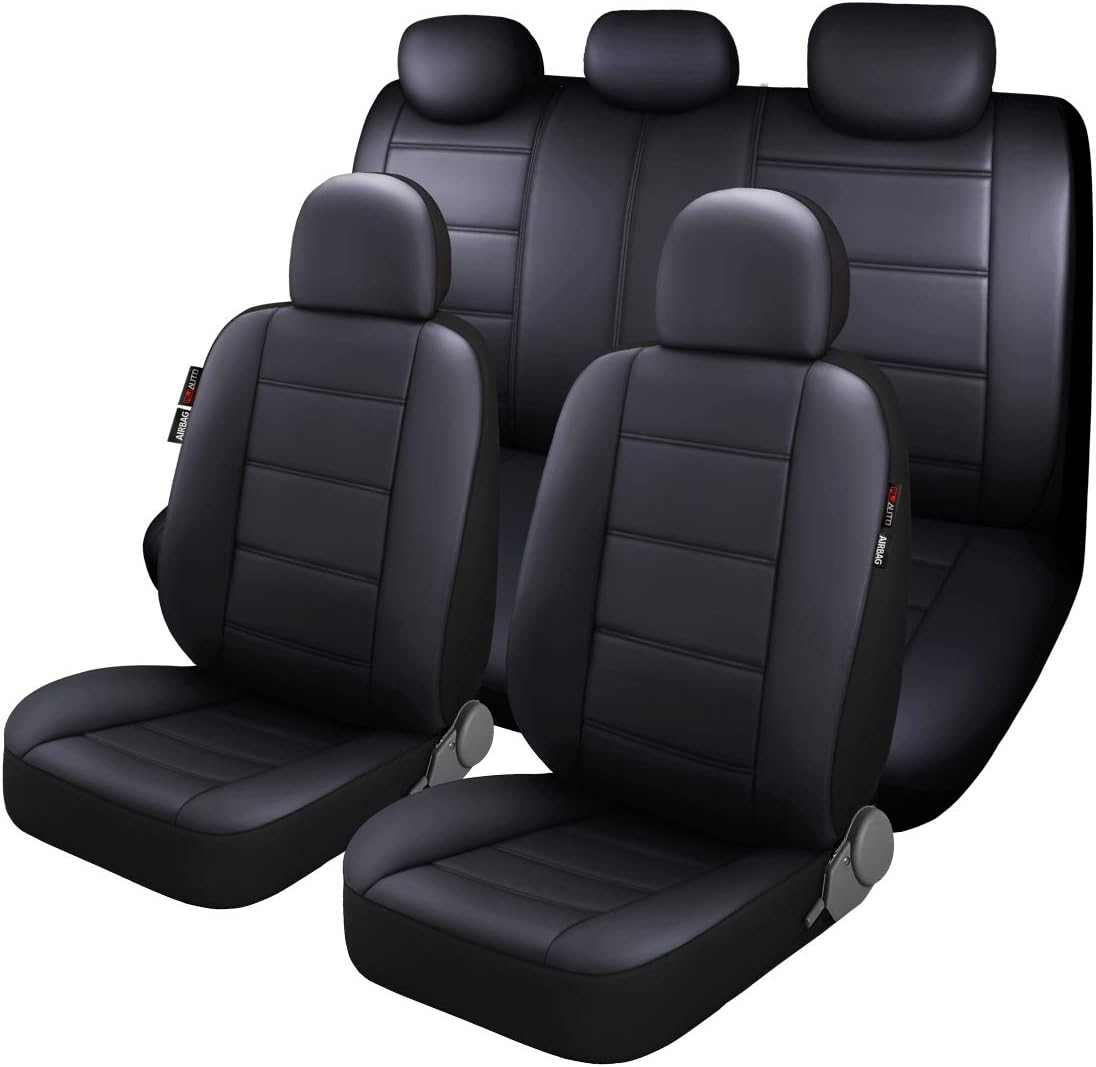 11pcs PU Leather Car Seat Cover Set Black I54334