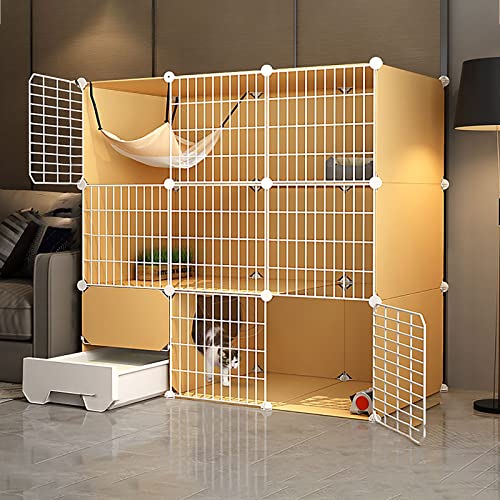 Large Cat Cage Metal Wire Indoor DIY Kennels Crate with Cat Litter Box N8321