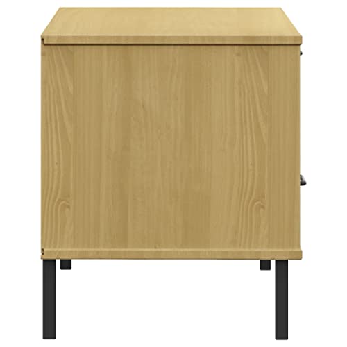 Brown Solid Wood Pine TV Stand with Storage O749347