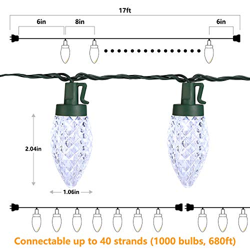 Cool White 16FT 25 LED Faceted Christmas Lights B956