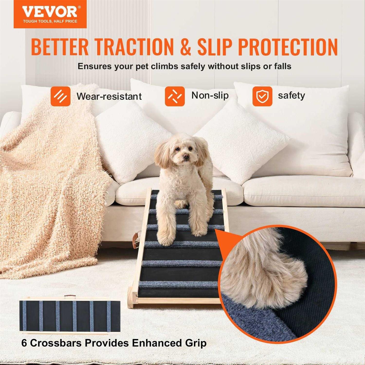 Folding Adjustable Dog Ramp for Bed O624