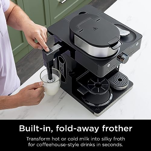Black Espresso & Coffee Maker, Single-Serve & Capsule Compatible, Built-in Frother N371