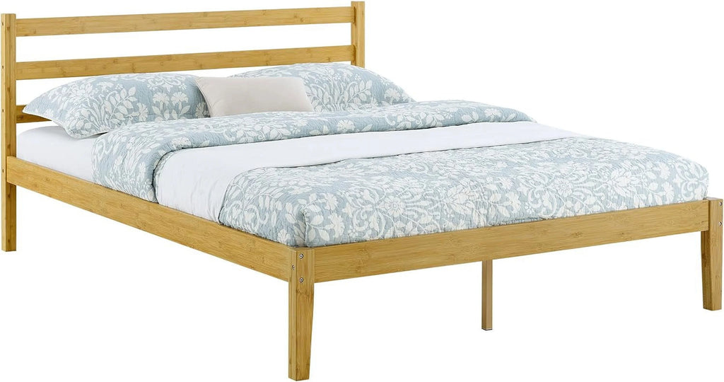 Natural Bamboo Queen Platform Bed Frame With Headboard P621