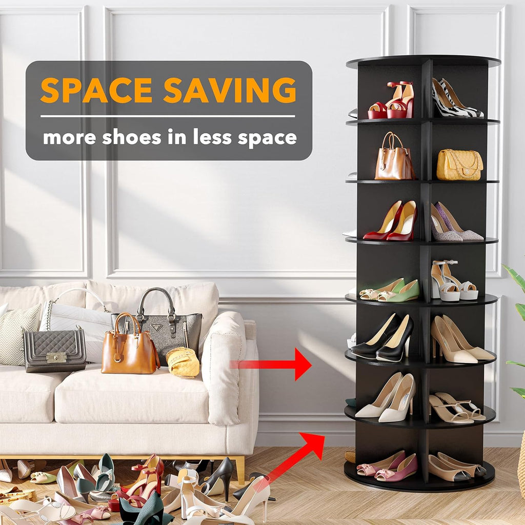7 Tier Black Rotating Shoe Rack H68196