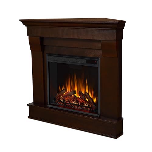 White Corner Electric Fireplace with Mantel Y393