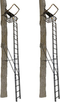 Black 20-Foot Tall 1 Person Hunting Ladder Tree Stand with Shooting Rail and Flex-Tek Seat (2 Pack) I64524