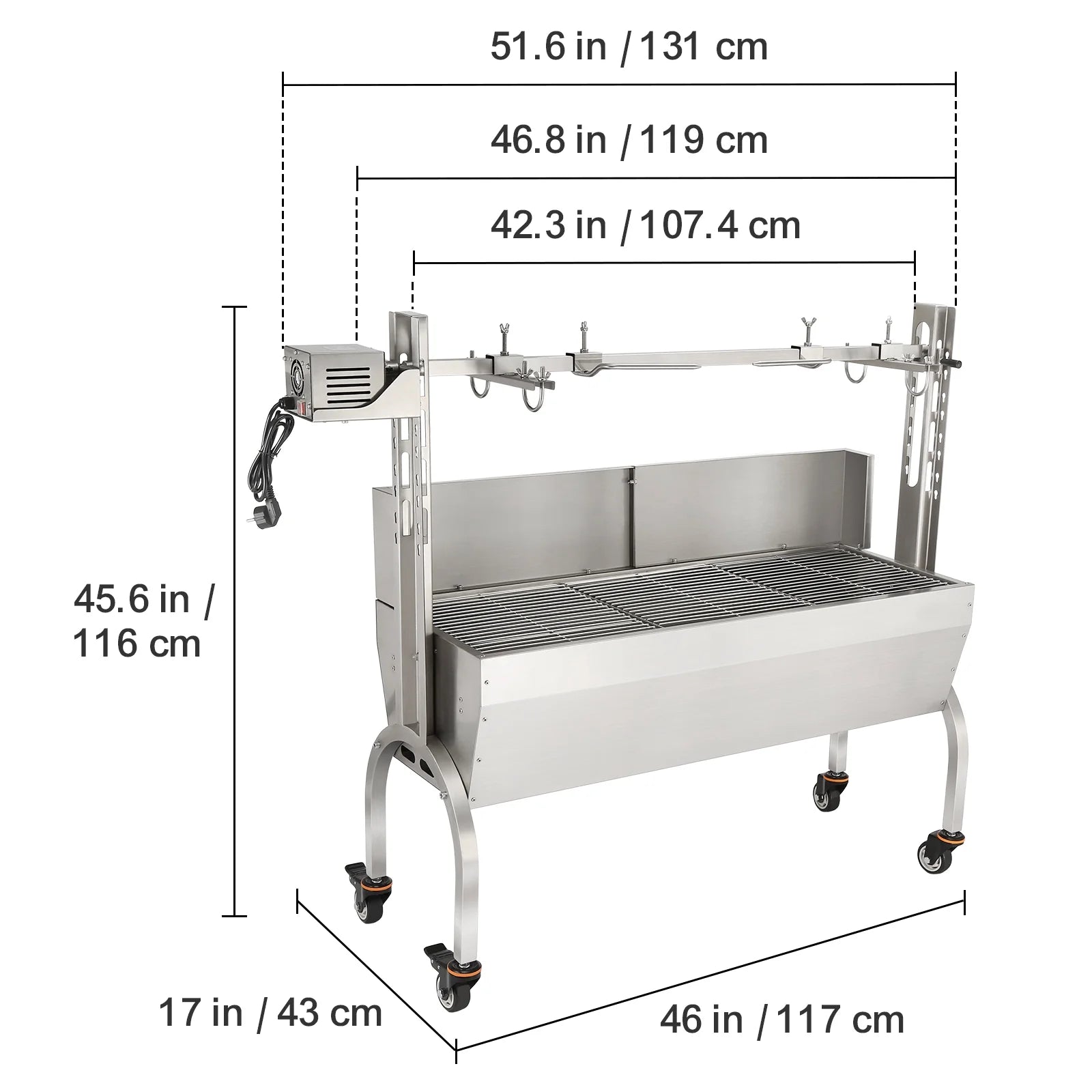 46 inches 50W 60KG Rotisserie BBQ Grill K759769