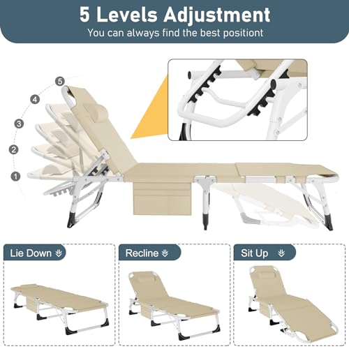 Heavy Duty Outdoor Folding Lounge Chair with Mattress K608804