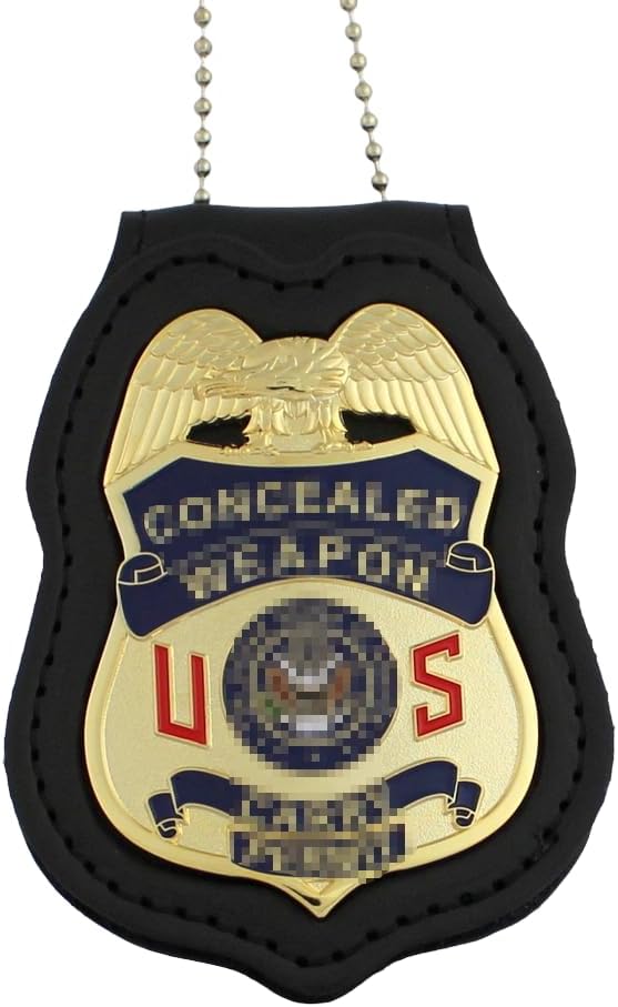 Metal Concealed Weapon Carry Permit Badge & Leather Holder S3556
