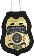 Metal Concealed Weapon Carry Permit Badge & Leather Holder S3556