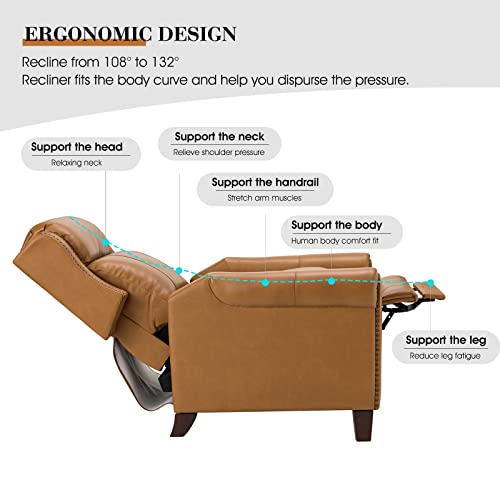 Black Genuine Leather Recliner with Nailhead Trim A787938