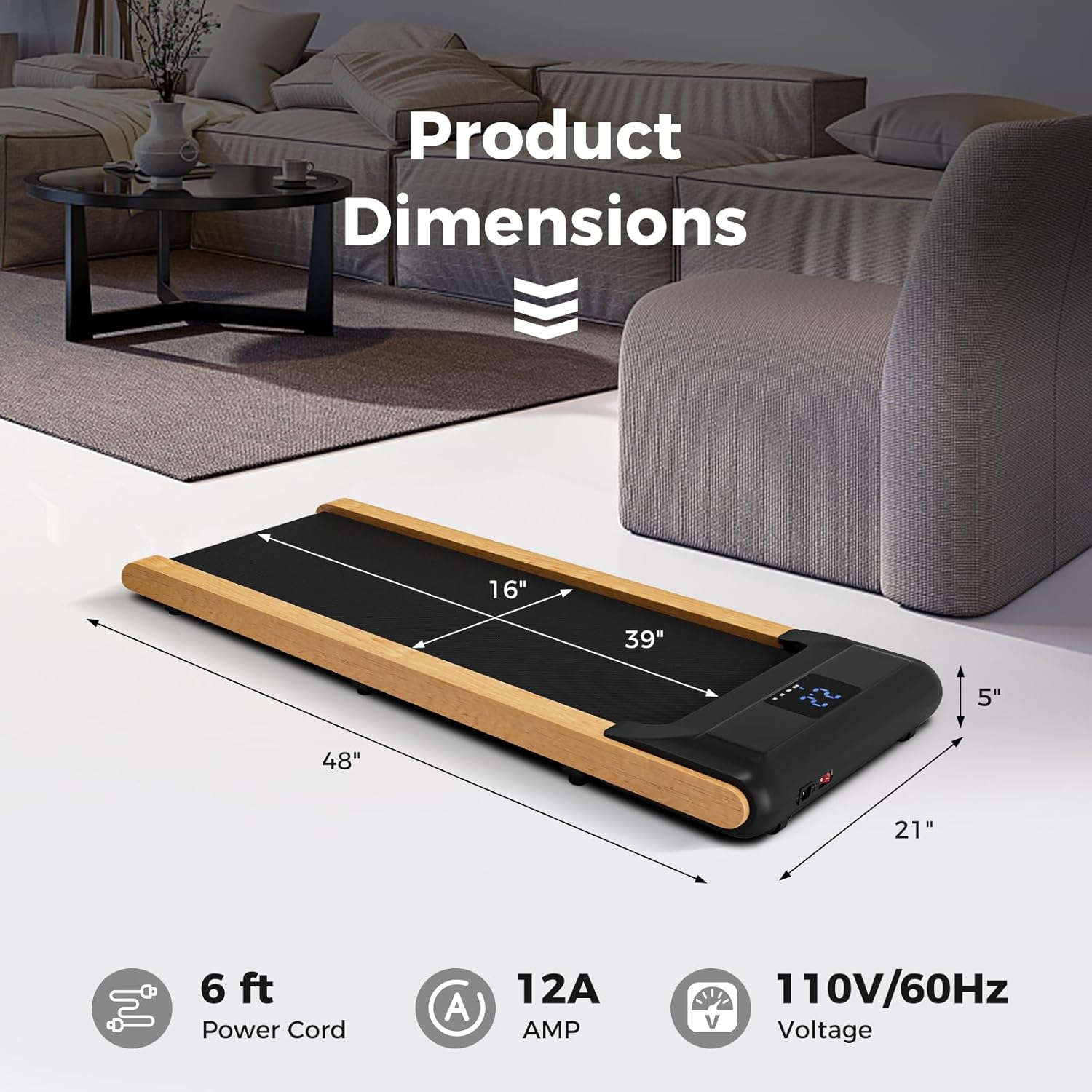 Walking Pad Treadmill with Remote Control and LED Display O77982