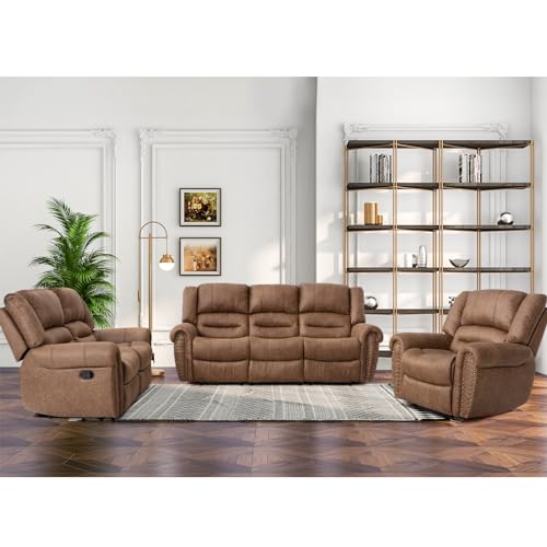 Manual Recliner Sofa Set, 2 Pieces, Nut Brown L26892