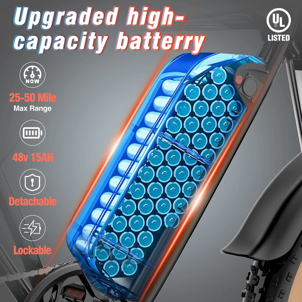 1000W 48V 15.6AH 20" Fat Tire Electric Bike F23615