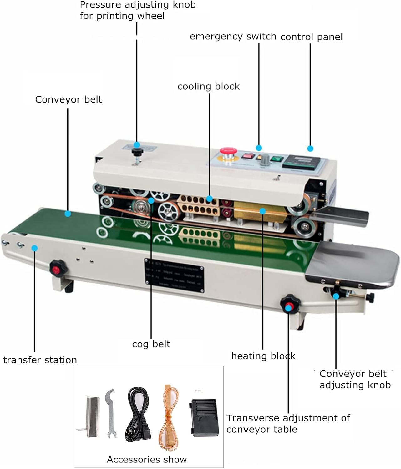 Continuous Sealing Machine Automatic Band Sealer with Digital Thermostat for Plastic Poly Bag Film 110V P565