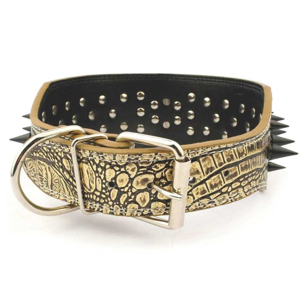 3 Inch Width Sharp Spiked Studded Leather Dog Collar W8796