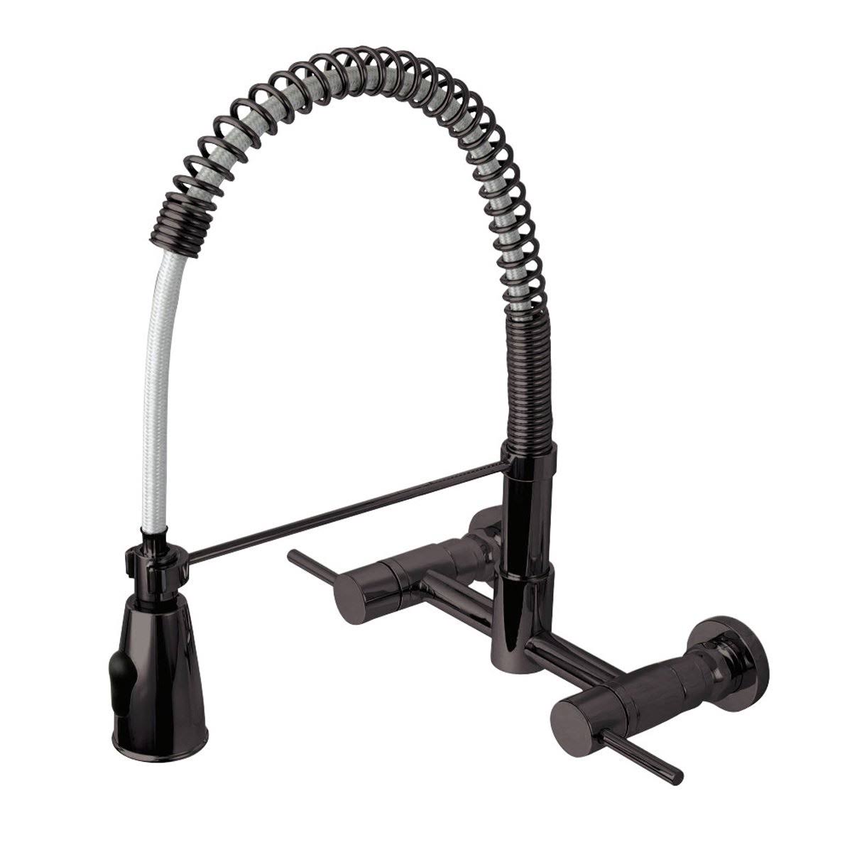 Oil Rubbed Bronze 2-Handle Wall Mount Pull-Down Kitchen Faucet Y717609