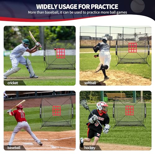 7x7 ft Baseball & Softball Practice Net with Bow Frame, Carry Bag P403